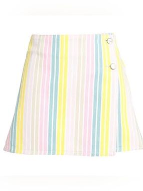 GANNI Striped Denim A-Line Mini Wrap Skirt sz 34 XS NWT